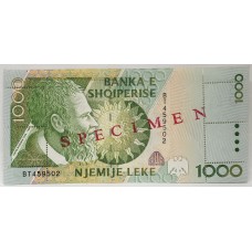 ALBANIA 1996 . ONE THOUSAND 1,000 LEKE . SPECIMEN BANKNOTE